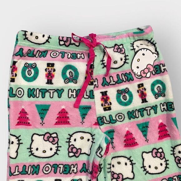 Hello Kitty “Christmas Time” Fuzzy Soft Touch Pajama Pants Womens size Large New - Picture 5 of 9